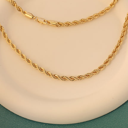 Collar De Cuerda Retorcida Joyería De Cobre Chapado Oro 14K Diseño Elegante