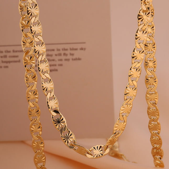 Collar Con Diseño Plano Moda Y Moderno Para Hombre De Cobre Chapado En Oro 14K