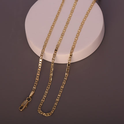 Collar De Cadena Dorado 14K Lisa Para Mujer, Diseño Minimalista