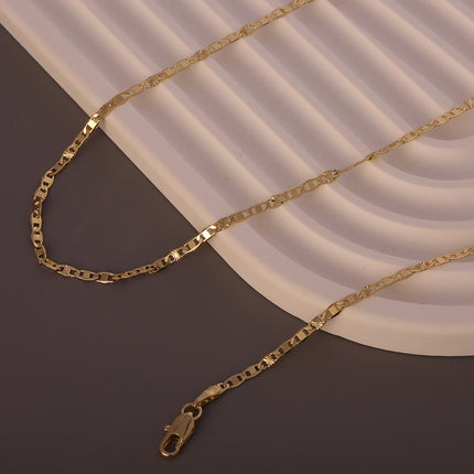 Collar De Cadena Dorado 14K Lisa Para Mujer, Diseño Minimalista