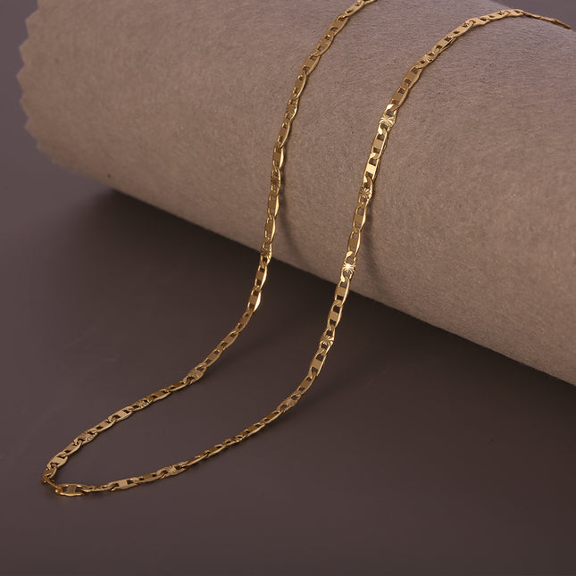 Collar De Cadena Dorado 14K Lisa Para Mujer, Diseño Minimalista