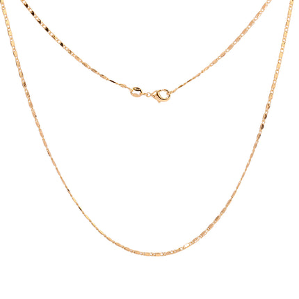 Collar Fino De Cobre Chapado En Oro 14K Para Mujer, Cadena Plana Y Elegante