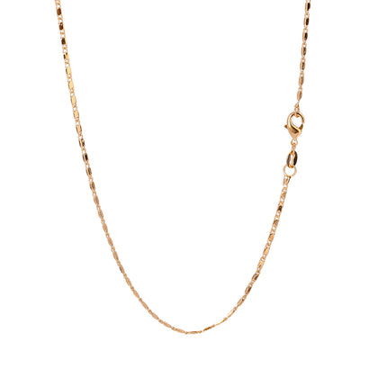 Collar Fino De Cobre Chapado En Oro 14K Para Mujer, Cadena Plana Y Elegante