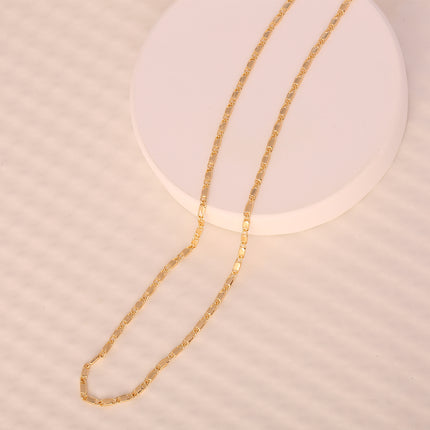 Collar Fino De Cobre Chapado En Oro 14K Para Mujer, Cadena Plana Y Elegante
