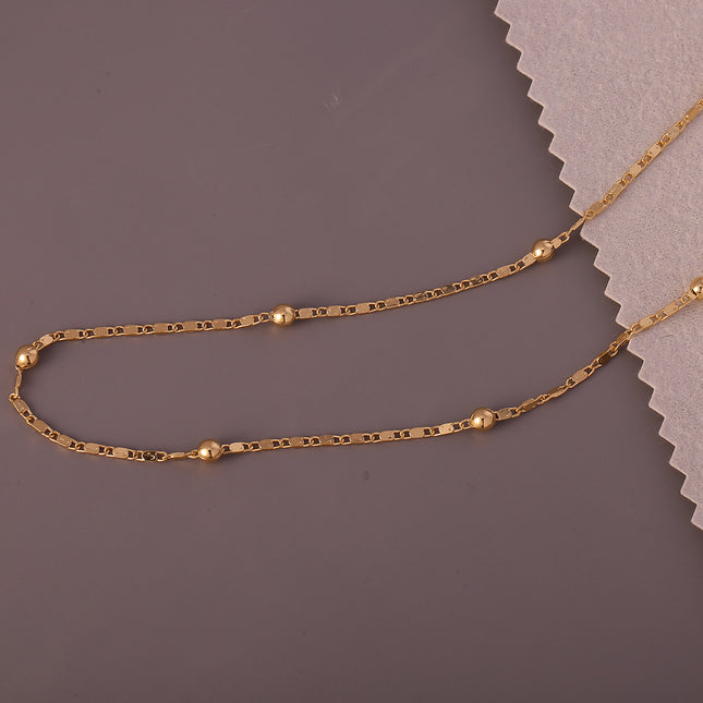 Collar Con Esferas De Cobre Chapado En Oro De 14K, Cadena Sofisticado