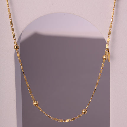 Collar Con Esferas De Cobre Chapado En Oro De 14K, Cadena Sofisticado