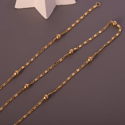 Collar Con Esferas De Cobre Chapado En Oro De 14K, Cadena Sofisticado
