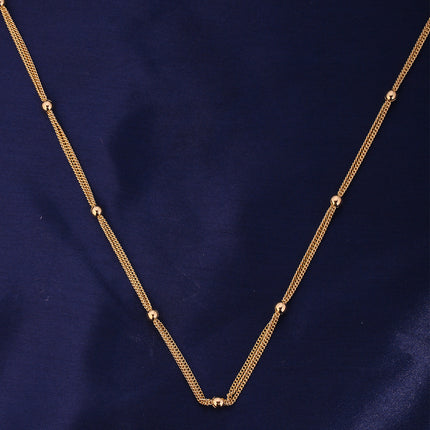 Collar De Oro 14K, Diseño De Múltiples Cadenas Finas Y Detalle De Bolas