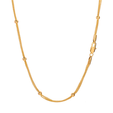 Collar De Oro 14K, Diseño De Múltiples Cadenas Finas Y Detalle De Bolas