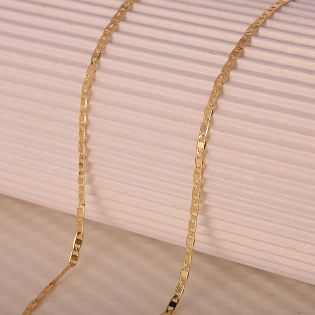 Collar De Cadena Lisa De Cobre Chapado En Oro De 14K Clásico Y Versátil