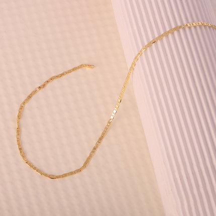 Collar De Cadena Lisa De Cobre Chapado En Oro De 14K Clásico Y Versátil