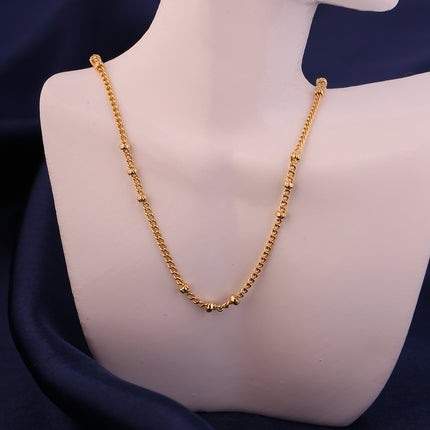 Collar De Cadena Espiral Con Cuentas De Oro 14K, Diseño Minimalista