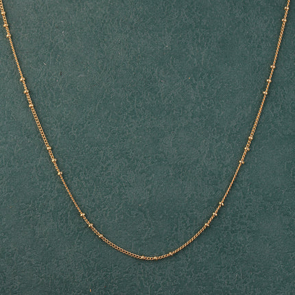 Collar De Cadena Espiral Con Cuentas De Oro 14K, Diseño Minimalista