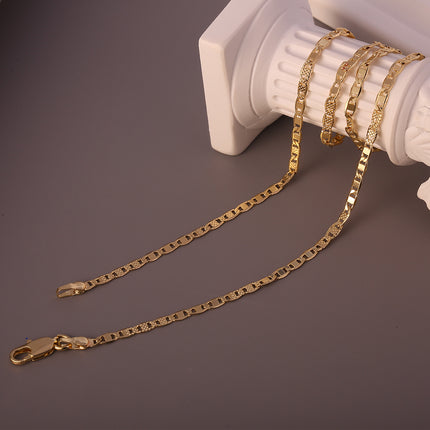 Collar Fina Chapado En 14K Cadena De Dos Estilos Planos Diferentes