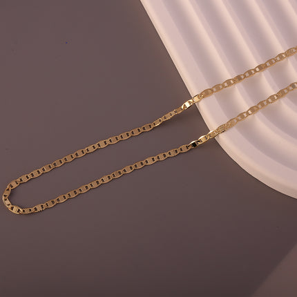 Collar Fina Chapado En 14K Cadena De Dos Estilos Planos Diferentes