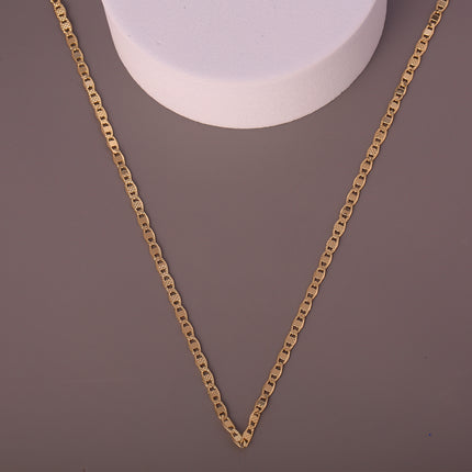 Collar Fina Chapado En 14K Cadena De Dos Estilos Planos Diferentes