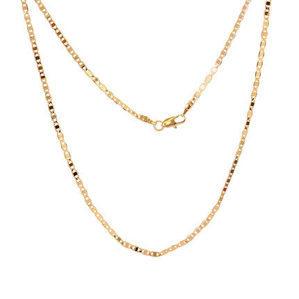Collar Fina Chapado En 14K Cadena De Dos Estilos Planos Diferentes
