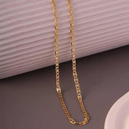 Collar Fina Chapado En 14K Cadena De Dos Estilos Planos Diferentes