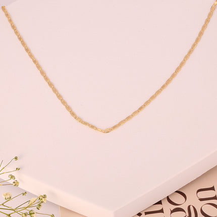 Collar De Cadena Diseño De Placas Planas y Segmentos,Cobre Chapado Oro 14K