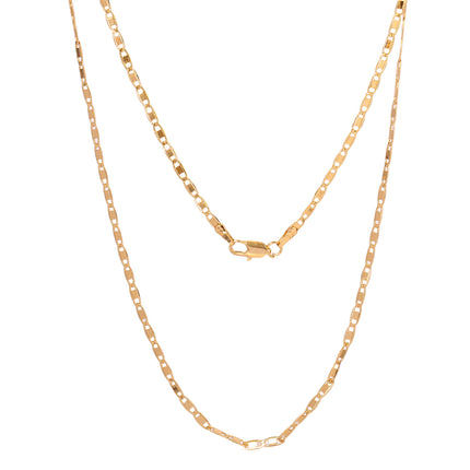 Collar De Cadena Diseño De Placas Planas y Segmentos,Cobre Chapado Oro 14K