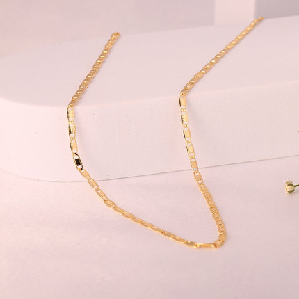 Collar De Cadena Diseño De Placas Planas y Segmentos,Cobre Chapado Oro 14K