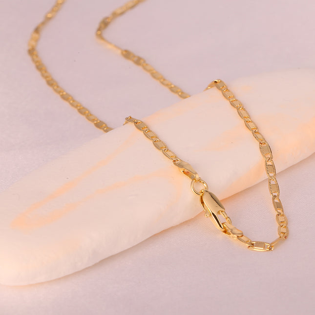 Collar De Cadena Diseño De Placas Planas y Segmentos,Cobre Chapado Oro 14K