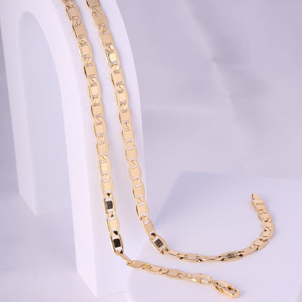 Collar Para Hombre Con Cadena De Estilo Clásico Y Moda De Cobre Chapado En Oro 14K