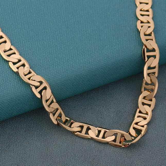 Collar De Cadena De Cobre Chapada En Oro De 14K En Forma De Nariz De Cerdo