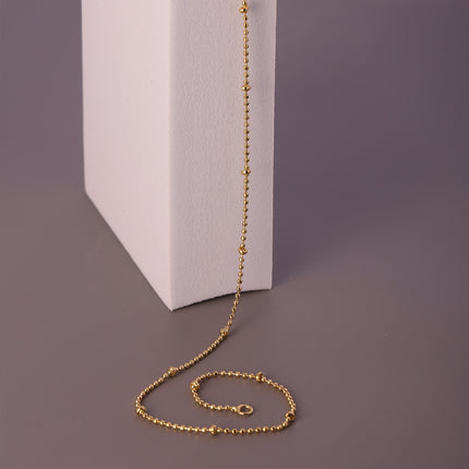 Collar De Moda Oro De 14K Cadena Elegante Con Pequeñas Esferas Doradas
