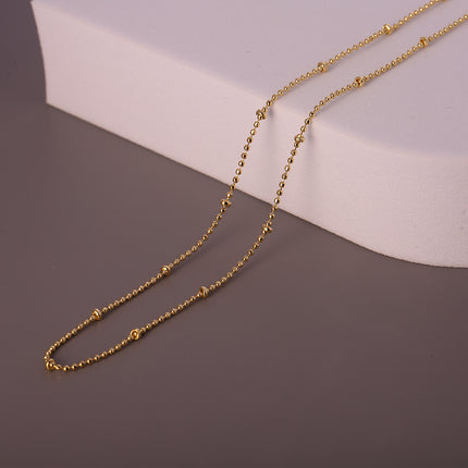 Collar De Moda Oro De 14K Cadena Elegante Con Pequeñas Esferas Doradas