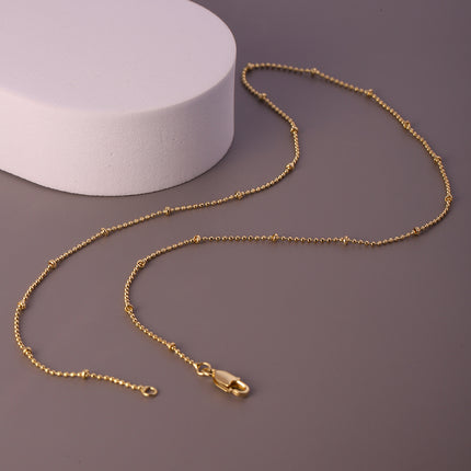 Collar De Moda Oro De 14K Cadena Elegante Con Pequeñas Esferas Doradas