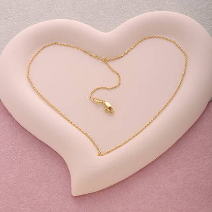 Collar De Cadena Fina Para Mujer Con Diseño Simple, Cobre Chapado En 14K