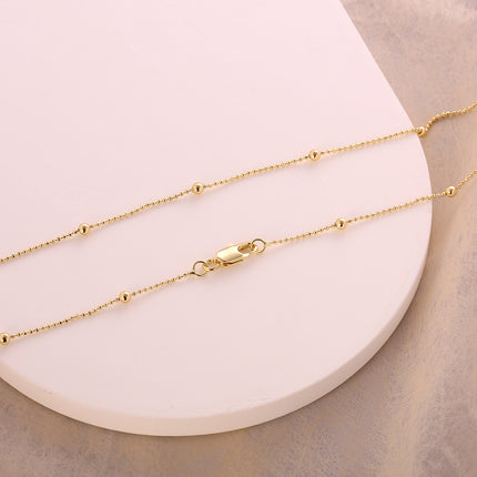 Collar De Cadena Elegante Con Cuentas De Bolitas En Oro De 14K