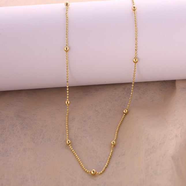 Collar De Cadena Elegante Con Cuentas De Bolitas En Oro De 14K
