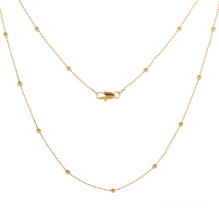 Collar De Cadena Elegante Con Cuentas De Bolitas En Oro De 14K