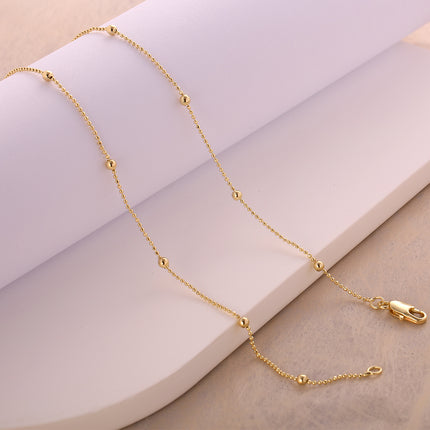 Collar De Cadena Elegante Con Cuentas De Bolitas En Oro De 14K