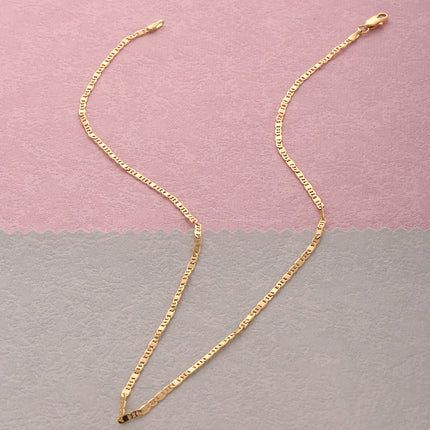 Collar Clásico De Cadena Lisa 14K, Diseño Con Dos Tipos Hebilla De Cadena