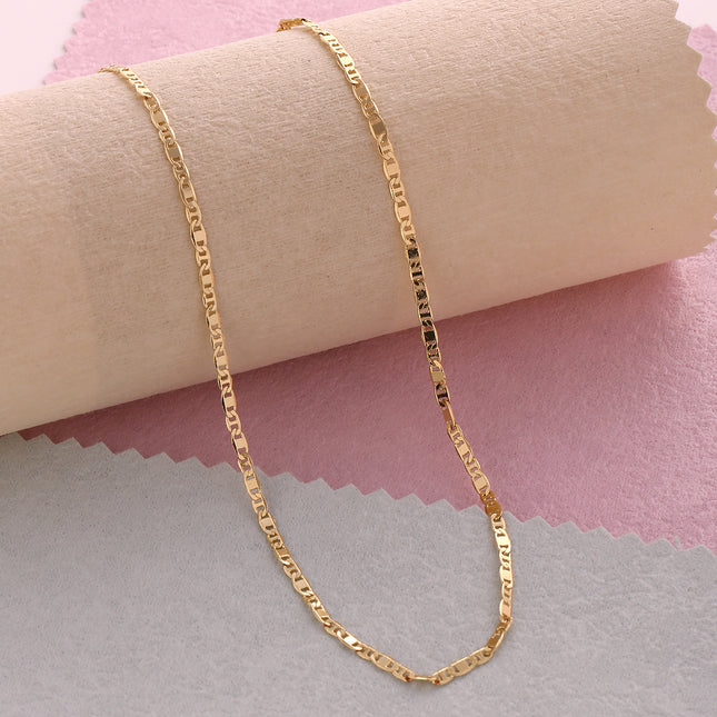 Collar Clásico De Cadena Lisa 14K, Diseño Con Dos Tipos Hebilla De Cadena