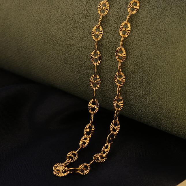 Collar De Cadena En Oro De 14K Con Diseño De Superficie Curva Irregular