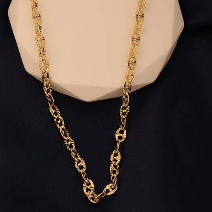 Collar De Cadena En Oro De 14K Con Diseño De Superficie Curva Irregular