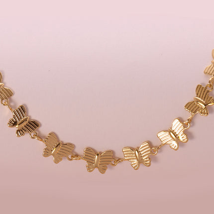 Collar De Dos Capas Con Colgante De Mariposa Calada, Cadena De Clavícula