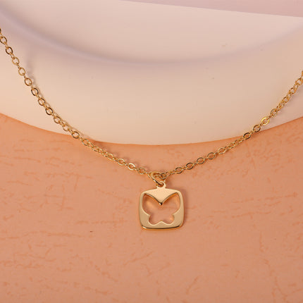 Collar De Dos Capas Con Colgante De Mariposa Calada, Cadena De Clavícula