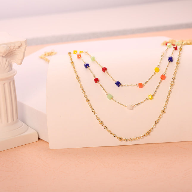 Collares En Capas Casual Estilo Simple Con Bloque De Resina De Colores