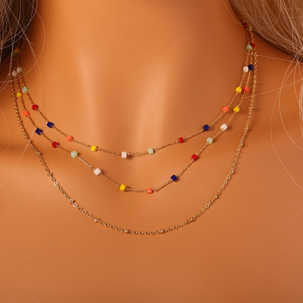 Collares En Capas Casual Estilo Simple Con Bloque De Resina De Colores
