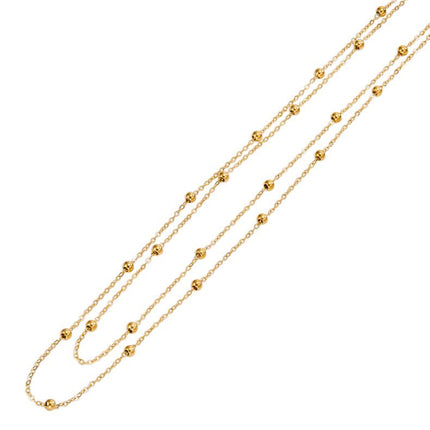 Collar De Acero Inoxidable De Cadena De Doble Capa Con Bolas Redondas Sencillo