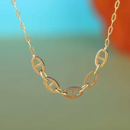 Collar De Acero Inoxidable En Forma De O Con Colgante De Cinco Ovalados En Forma De Doble D