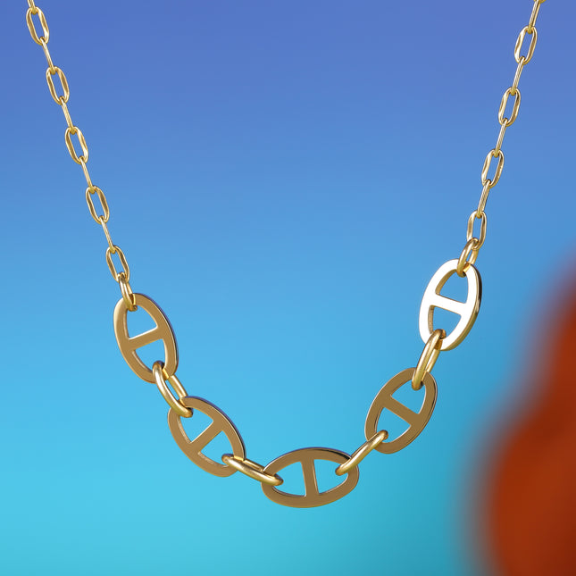 Collar De Acero Inoxidable En Forma De O Con Colgante De Cinco Ovalados En Forma De Doble D