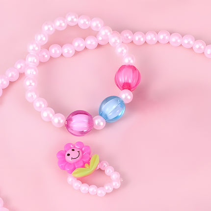 Conjunto De Joyería Infantil De Girasol, Collar, Pulsera, Aretes Y Anillo