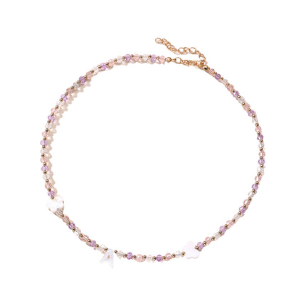 Collar Para Niños De Cuentas Con Dijes De Mariposa Y Corazón