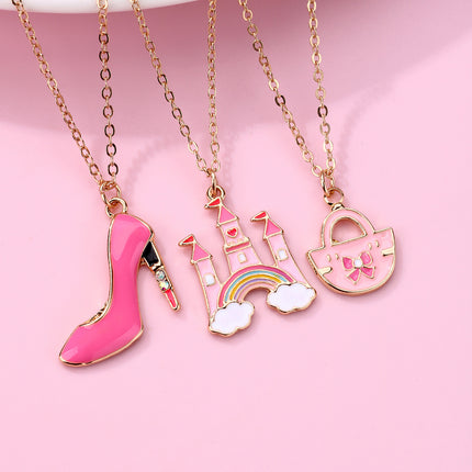 Conjunto Infantil De Collares Con Dijes De Corona, Zapato Y Bolso